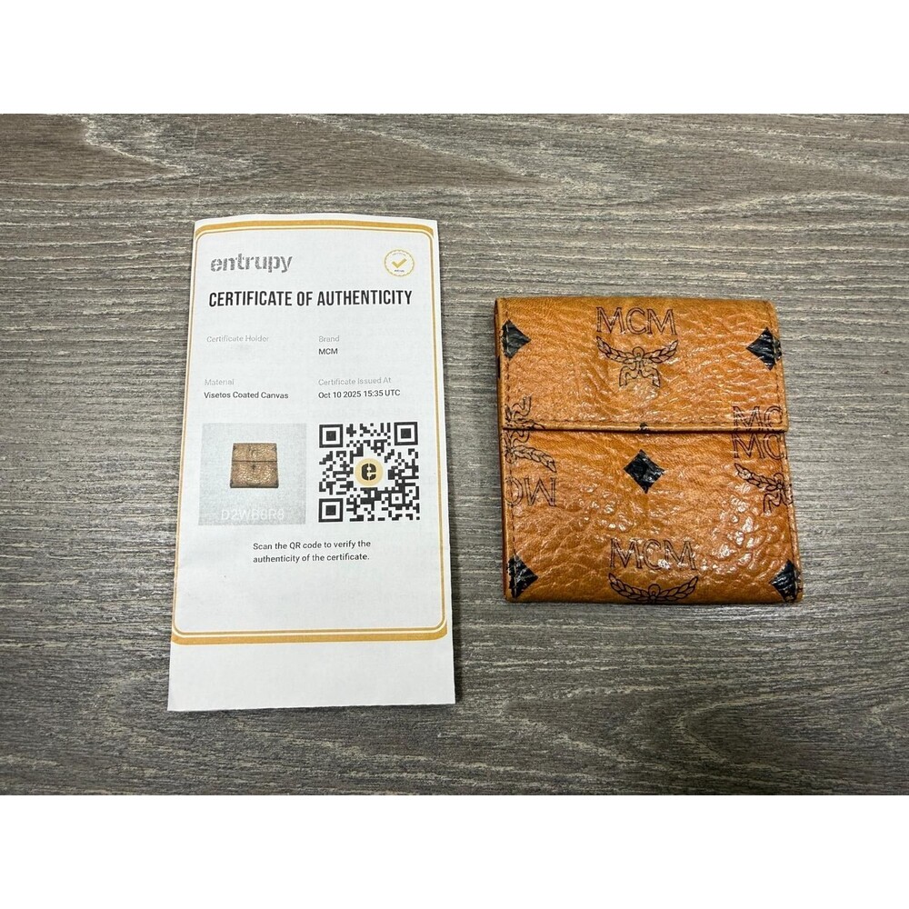 MCM Logo Visetos Leather Coin Purse Walle Brown/2BJ2050